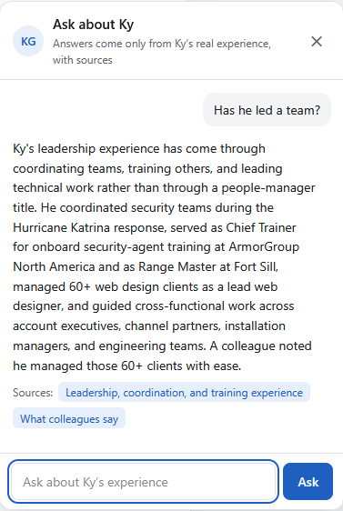 Ask Ky answer with supporting source labels