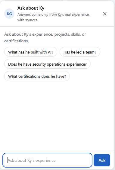 Ask Ky assistant showing suggested questions